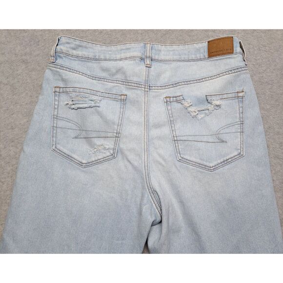 American Eagle Strigid Women's Jeans 12 Reg Distressed Ripped Denim Mom Jean NWT - Picture 7 of 16